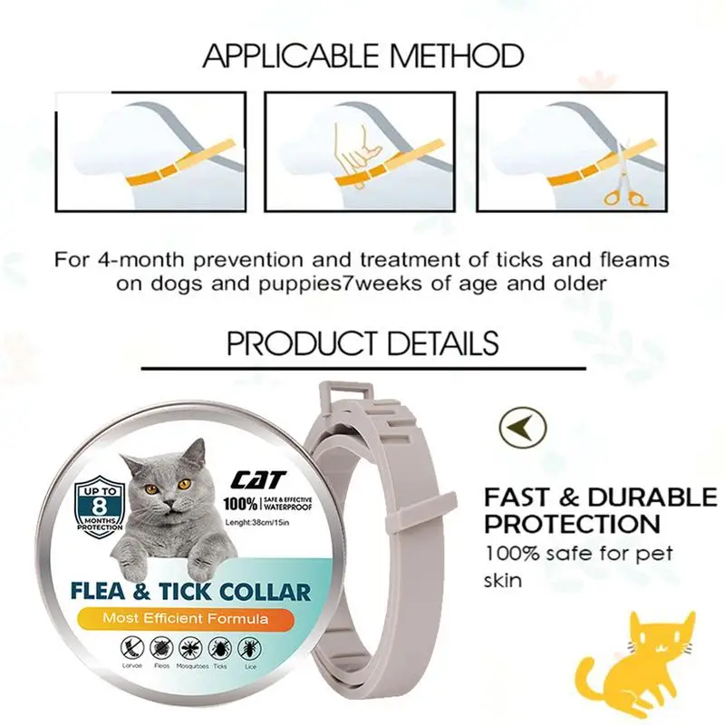 Pet Flea Collar Dog Cat Safe Useful Tick Prevention Control Necklace For Protection Against Fleas Mosquitoes Pests