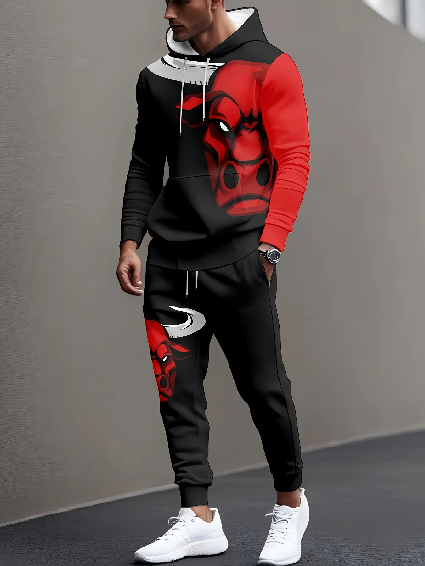 

2025 Fashion Y2K Autumn Winter Hoodie 3D Print Men's Clothing Tracksuit two-piece Set Outdoor Set Sweatshirt+Trousers Sportswear