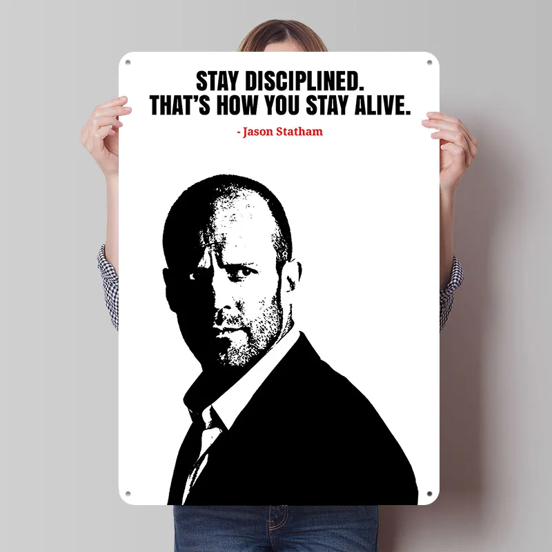 Jason Statham Quote Printing Poster Customized Retro Wall Art Vintage Metal Signs for Mancave Interior Decoration Living Room