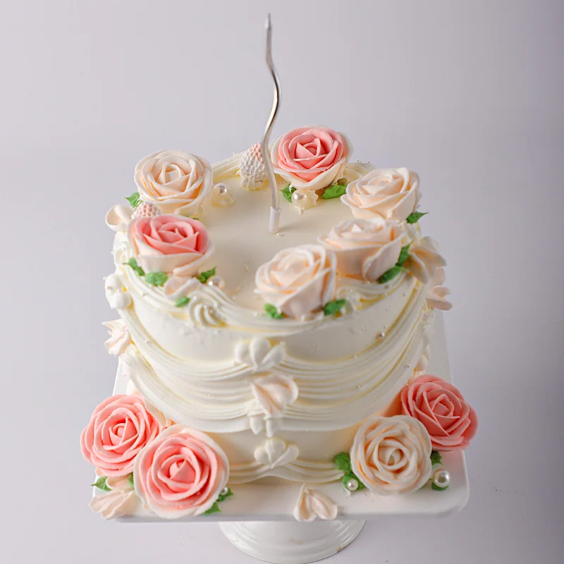 Cream Flower Cake Model Simulation 2024 New Net Red Birthday Fake Cake Plastic Window Sample