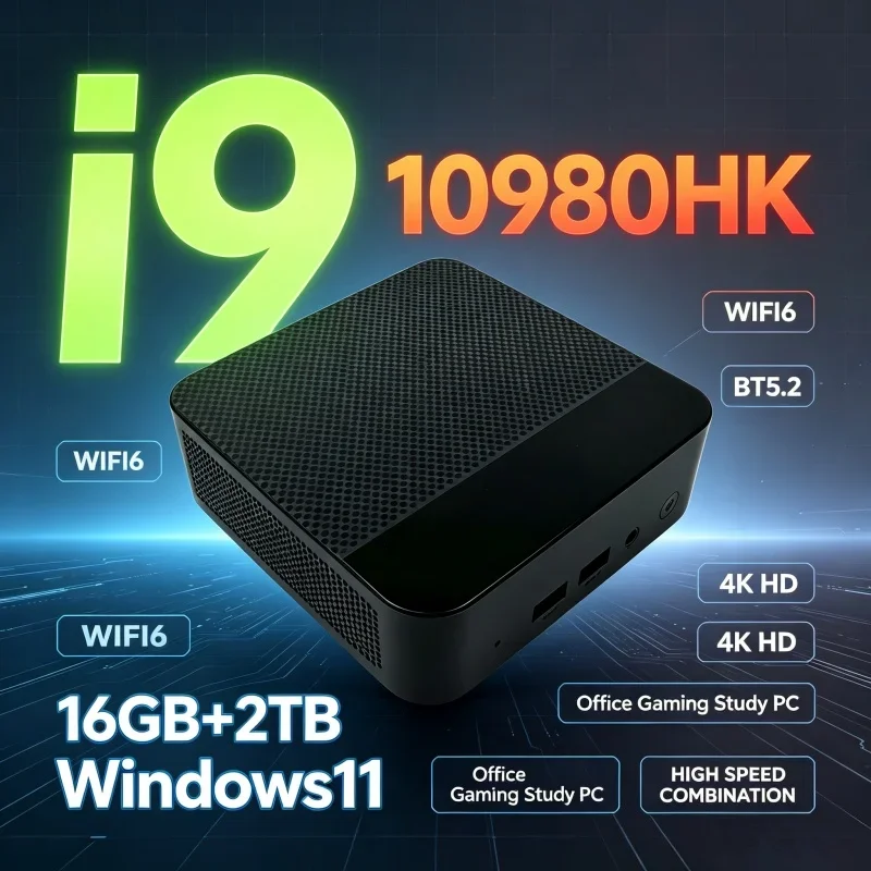Mini Computer Intel Core I9‑10980HK Windows 11 16GB RAM 1TB‑2TB SSD WiFi6 BT5.2 Compact Desktop For Office Study Casual Game