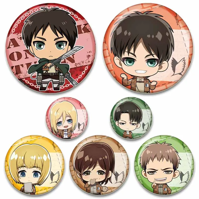 Accesorios de alfileres esmaltados de Anime Attack on Titan, figura de Manga bonita, broches de Eren Levi, insignia de aleación de dibujos animados, mochila, regalos de joyería