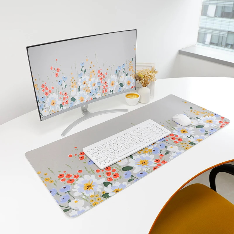 Flower  Mouse Pad, Non-Slip Rubber Base Long Computer Keyboard Mouse Mat for  Office Work ,Home Computer Gaming Pad 90x40cm