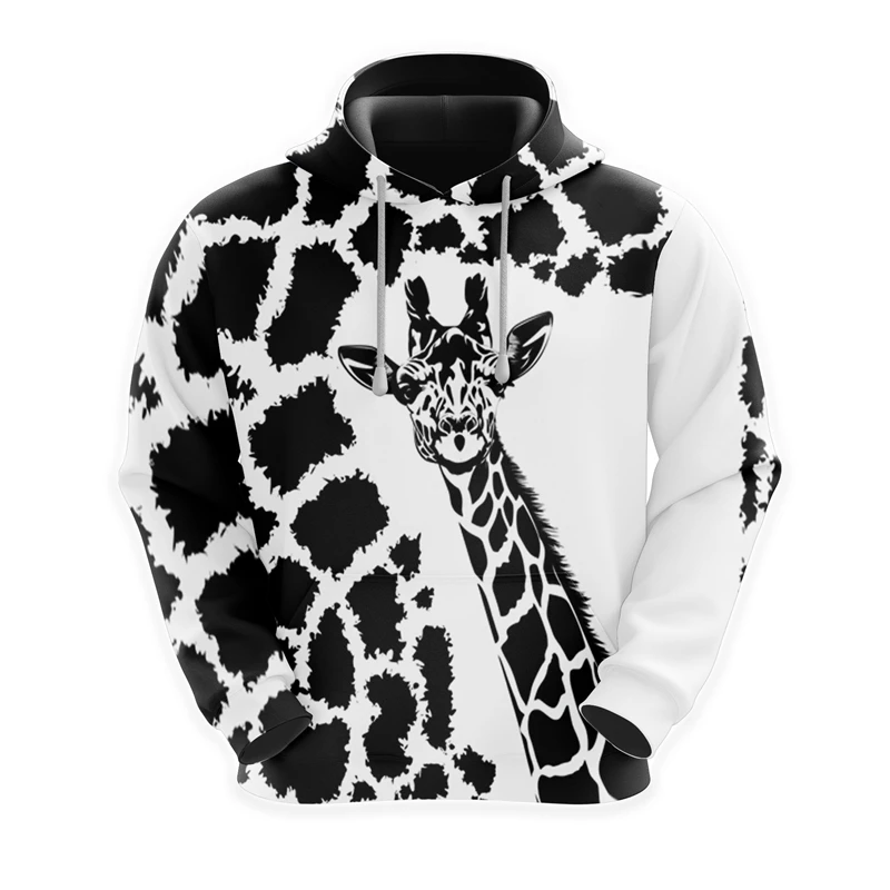 African Giraffe Hoodies For Men Clothes 3D Animal Graphic Sweatshirts Hilarious Design Unisex Pullovers Boy Hoodie Autumn Hoody