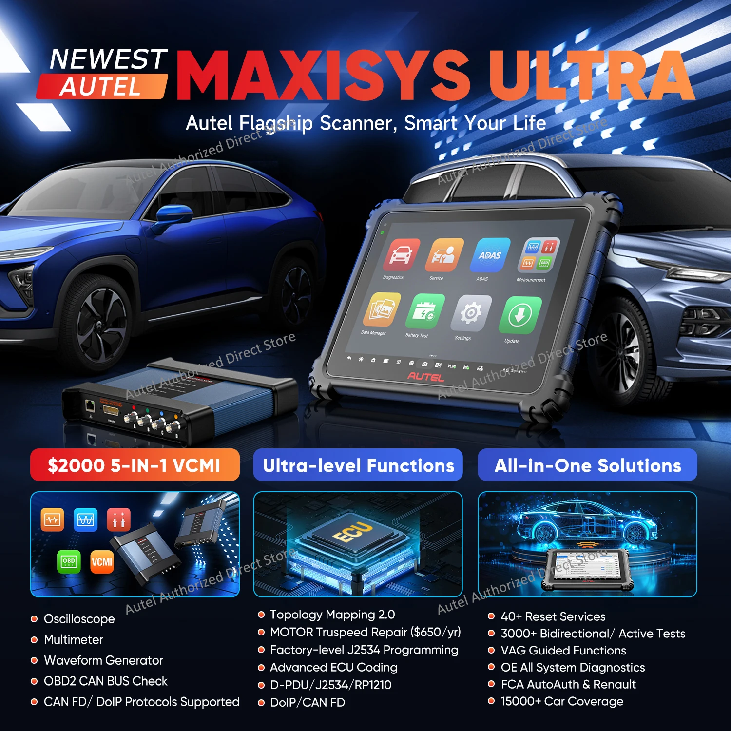 Autel MaxiSys Ultra Top Intelligentes Diagnosegerät, 5-in-1 VCMI, Topologie 2.0, ECU-Programmierung & Codierung, PK Ultra Lite/ Elite II PRO – Detail 3