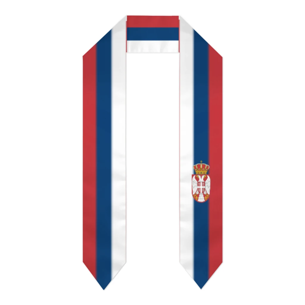 

Graduation Sash Serbia Flag scarf Shawl Stole Sapphire Blue with Star Stripe Bachelor Gown Accessory Ribbon 180*14cm