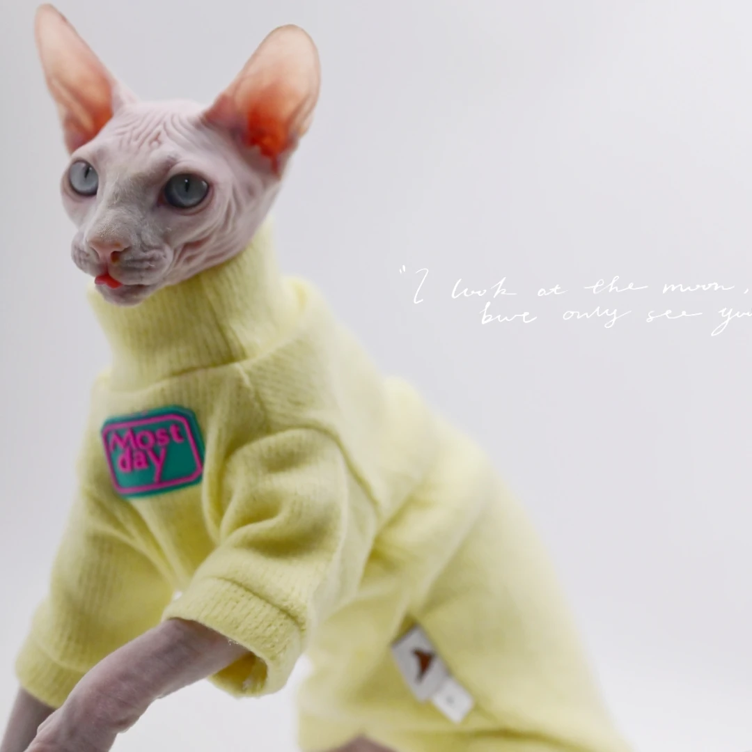 DUOMASUMI Devon Sweater Sphynx Cat Clothes Fashion Kitty Soft and Comfort Winter Hairless Cat Clothes