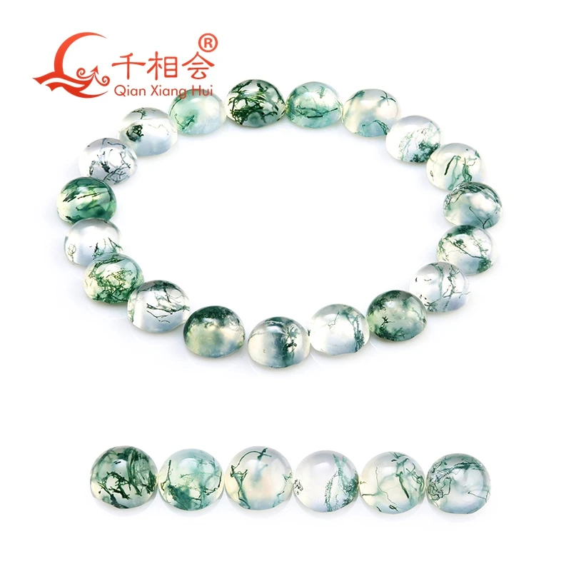 

Natural Green Moss Agate round Cabochon 2.5mm-4.5mm Flat Back Ocean Grass Gemstone Loose Stone for Jewelry Making