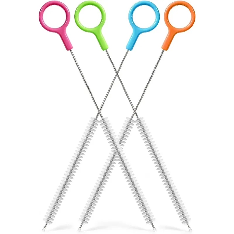 4 Pcs Straw Cleaner Brush Set with Color Hanging Loop