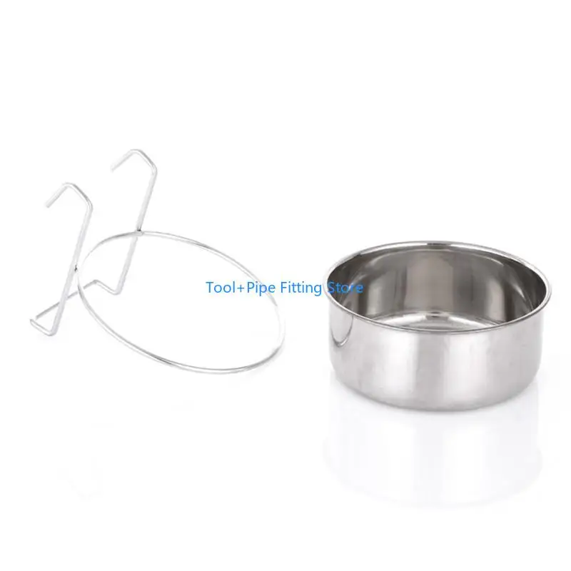 F92B Hanging Pet Bowl Dog Crate Bowls Non Spill Stainless Steel Water Bowls Bunny Feeder with Wire Hanger for Dogs Cats