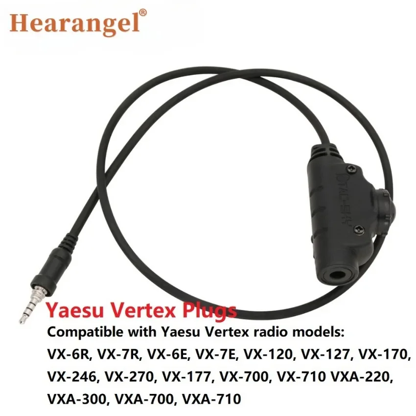 Tactical PTT Adapter U94 V2 PTT Yaesu Vertex Plug for VX-6R VX7R Radio Compatible with PELTOR COMTAC/SORIDN Tactical Headset