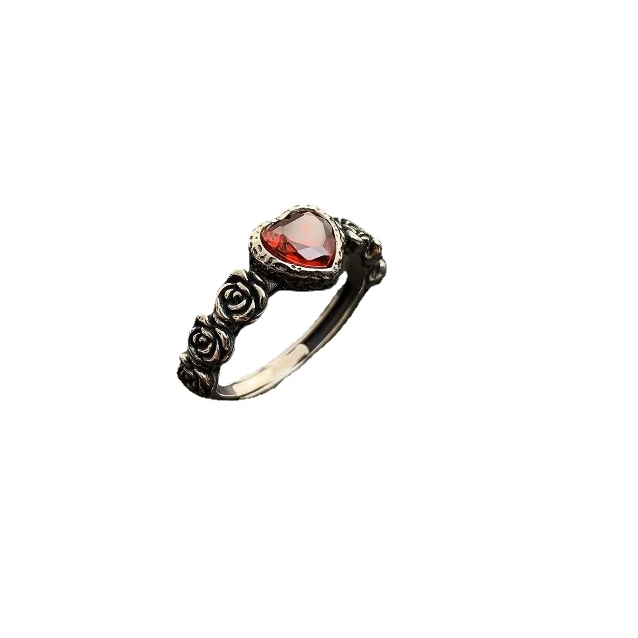 Rose Dove Blood Red Zircon Love Öffnungsring für Frauen, entworfen für Nische, leichter Luxus, High-End