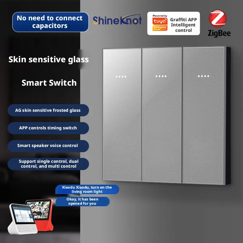 

Shineknot Zigbee Smart Switch Single Zero Fire Universal Tuya App Remote Control With Timer Function Intelligence Button Switch