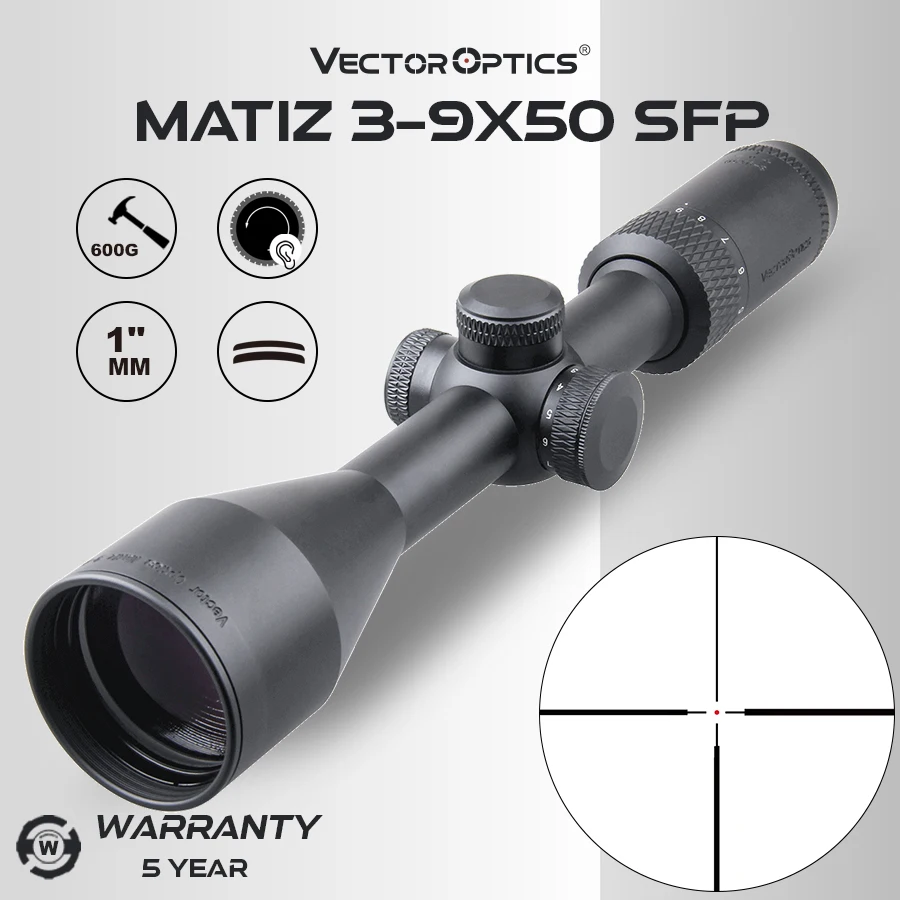 Vector Optics 3-9X50 SFP Riflescope Hunting Collimator Sight 600G Shock for .308 Matiz