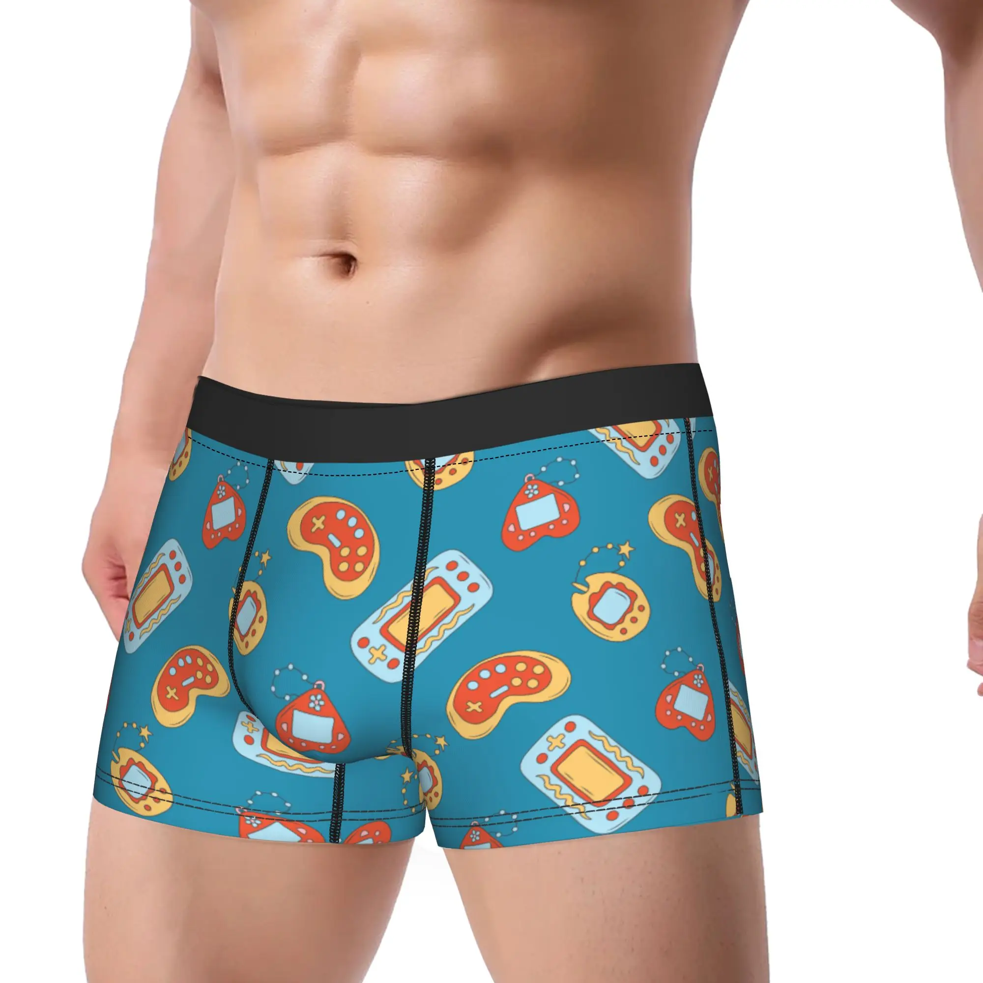Men's Game Controller Pattern Long Underwear  Funny Boxer Briefs Shorts Panties Male Breathable Underpants M-XXL