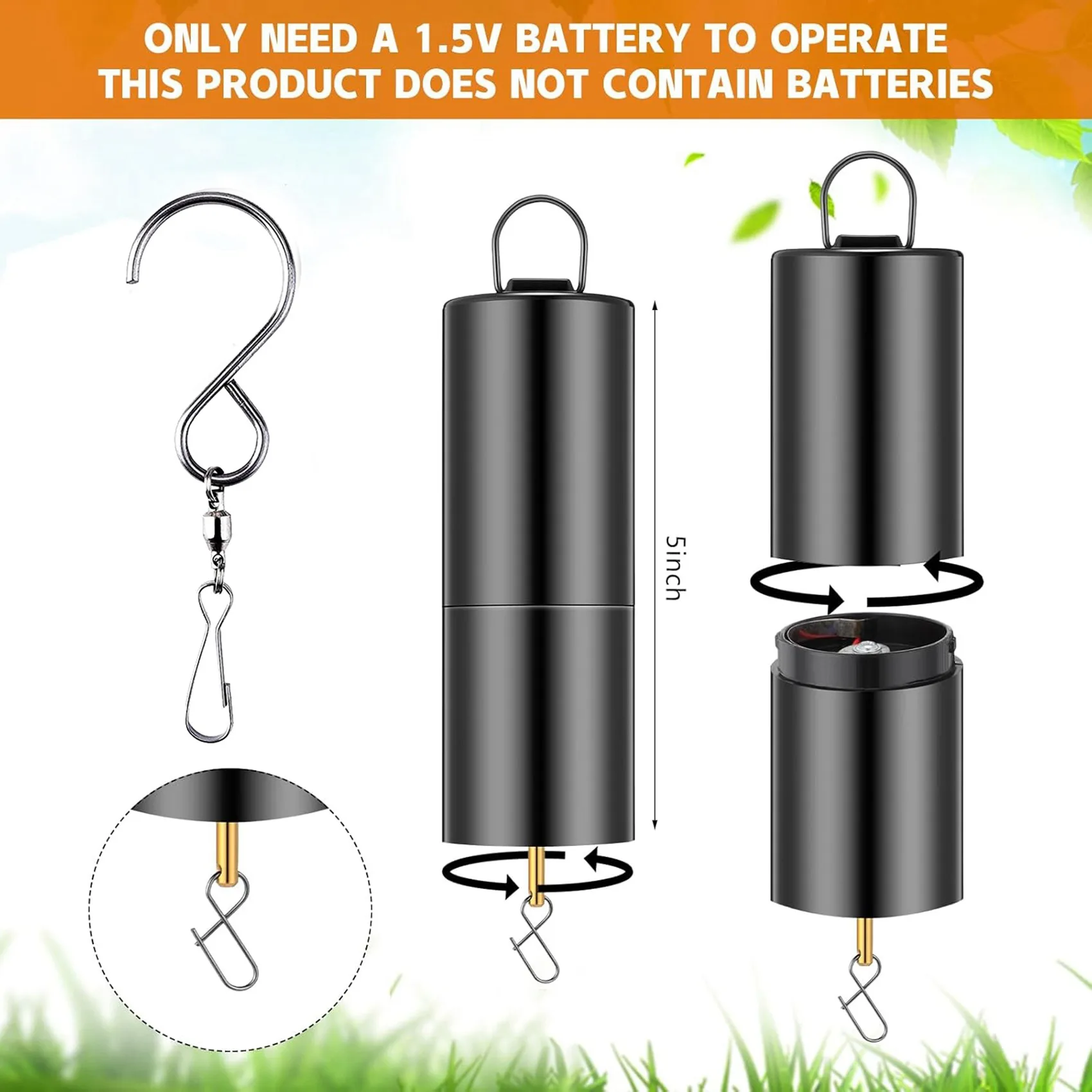 AT51-10 Pcs Ornament Spinner Rotator Battery Operated Wind Spinner Motor Disco Ball Motor With 5 Wind Spinner Swivel Hooks