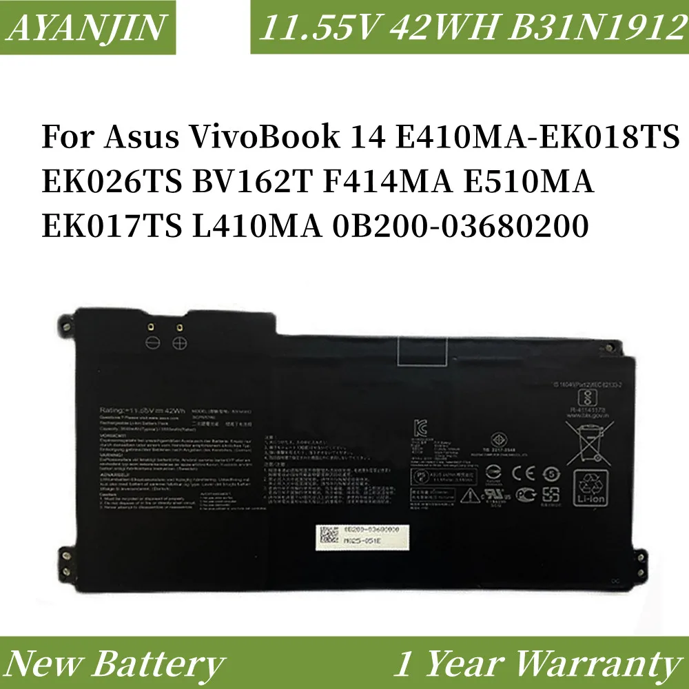 B31N1912 C31N1912 Asus VivoBook 14 E410MA-EK018TS EK026TS BV162T F414MA E510MA EK017TS L410MA 0B200-03680200