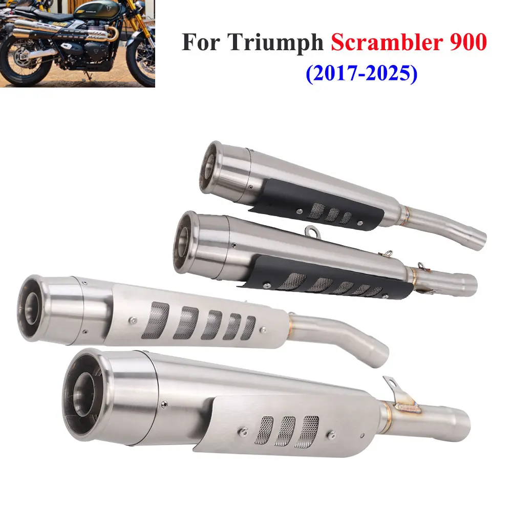 Slip On For Triumph Scrambler 900 Street Scrambler 2017-2025 Motorcycle Exhaust System Tail Pipe Dual Muffler