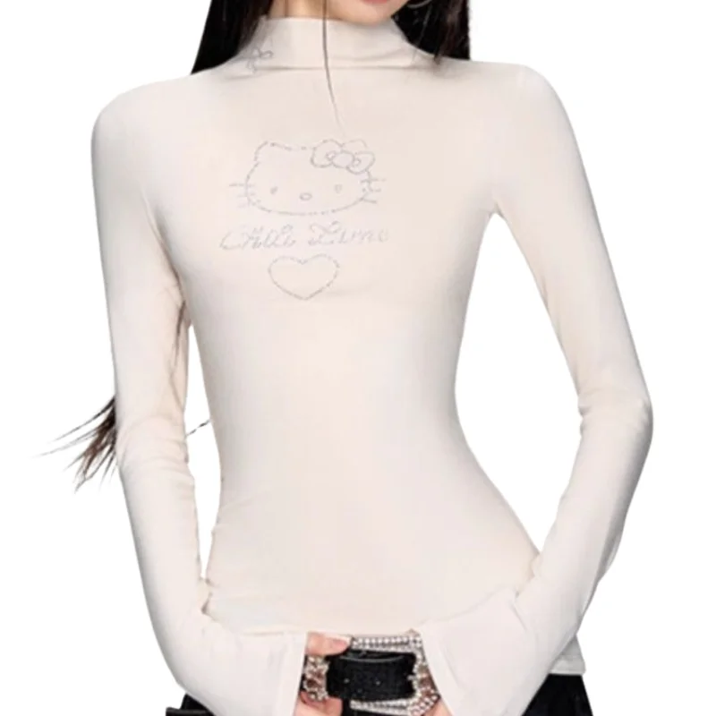 سانريو مرحبا كيتي فتاة هوديي Sweatsuit Kawaii أنيمي موضة عادية مقنع البلوز بأكمام طويلة الخريف البلوز نمط جديد