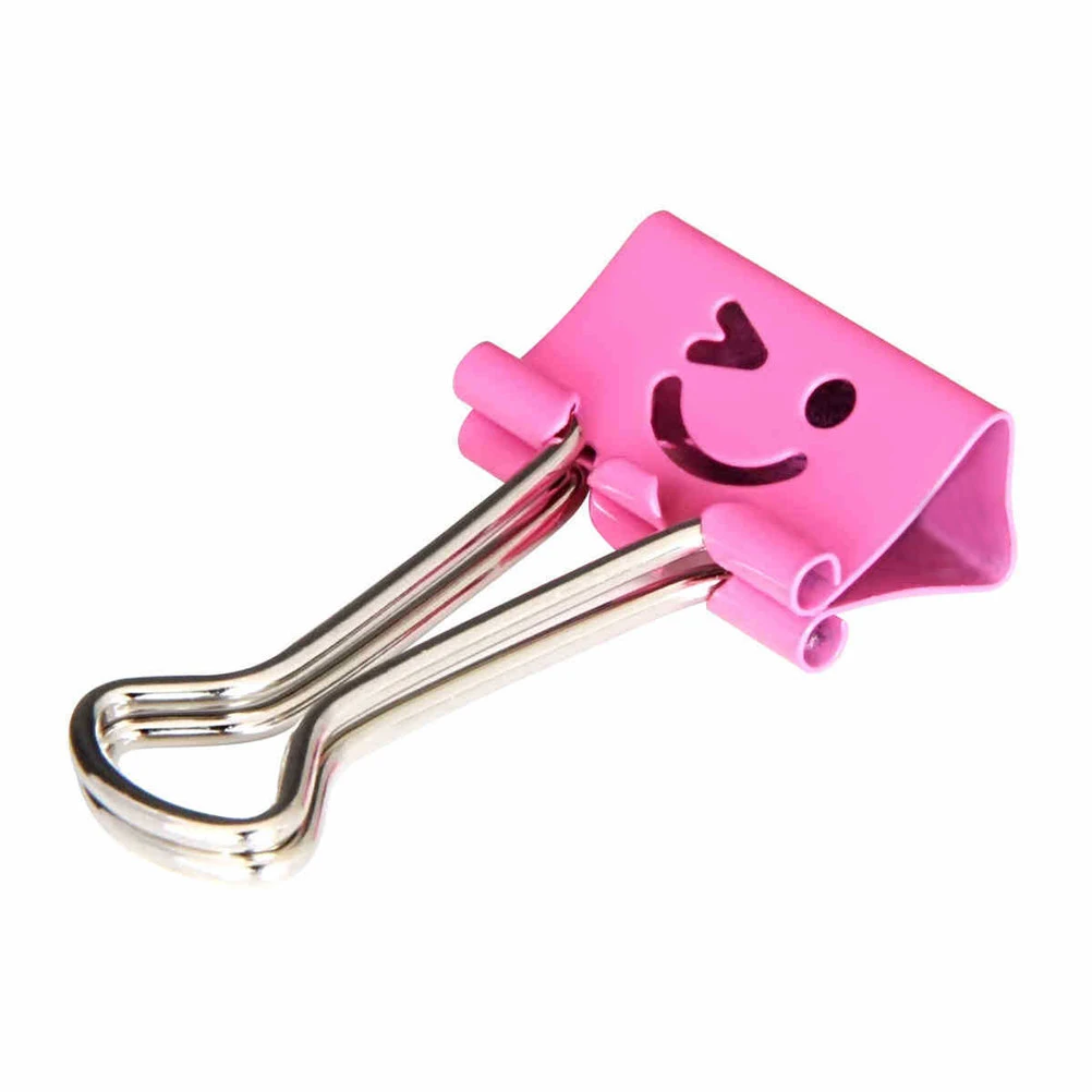

40pcs Binder Clips Colorful Smile Face Paper Clamps for Office Document Organizing Proper Size Cute Stationery