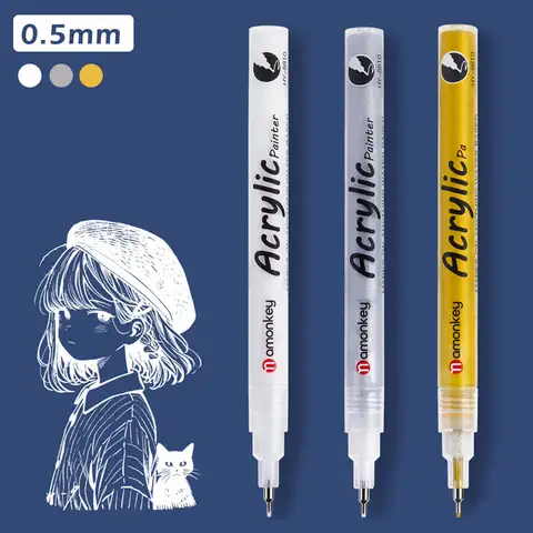 1-5Pcs/set Classic White Ink Gel Pen Highlight Marker White Ink Assorted Point Fine Medium Bold for Journaling Art Drawing