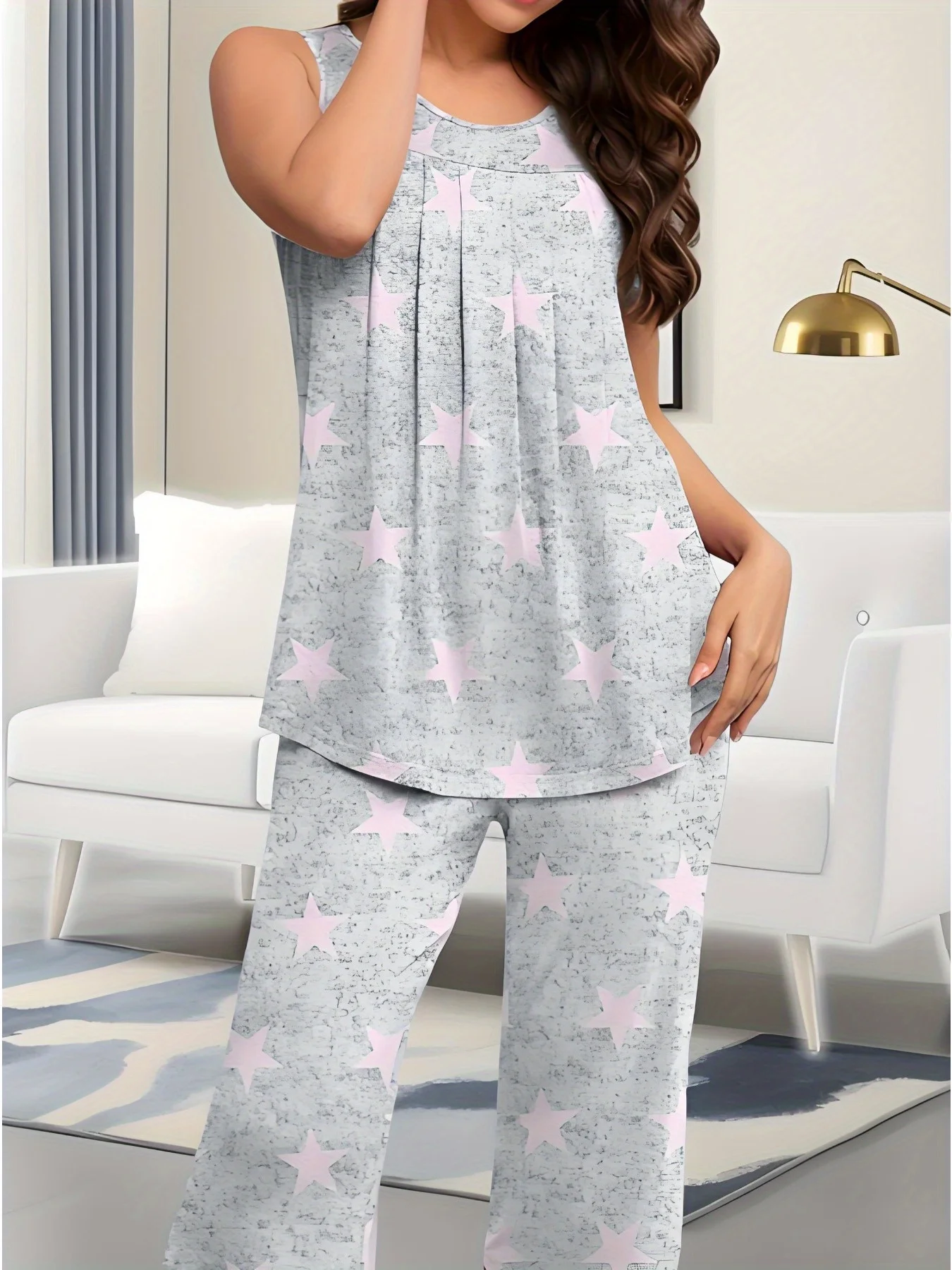 

Women's Pajama Set - Soft Sleeveless Camisole & Pants Loungewear Set