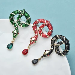 Wuli&baby Water-drop Snake Brooches For Women Unisex 3-color Enamel Designer Snake Animal Party Casual Brooch Pins Gifts
