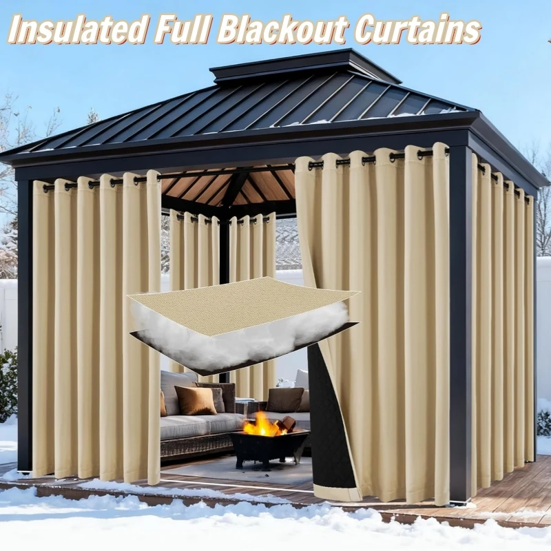 Full Blackout Insulated Blackout Curtains Thick Padded Thermal Window Curtain for Cold Weather Wind Blocking Bedroom Living Room