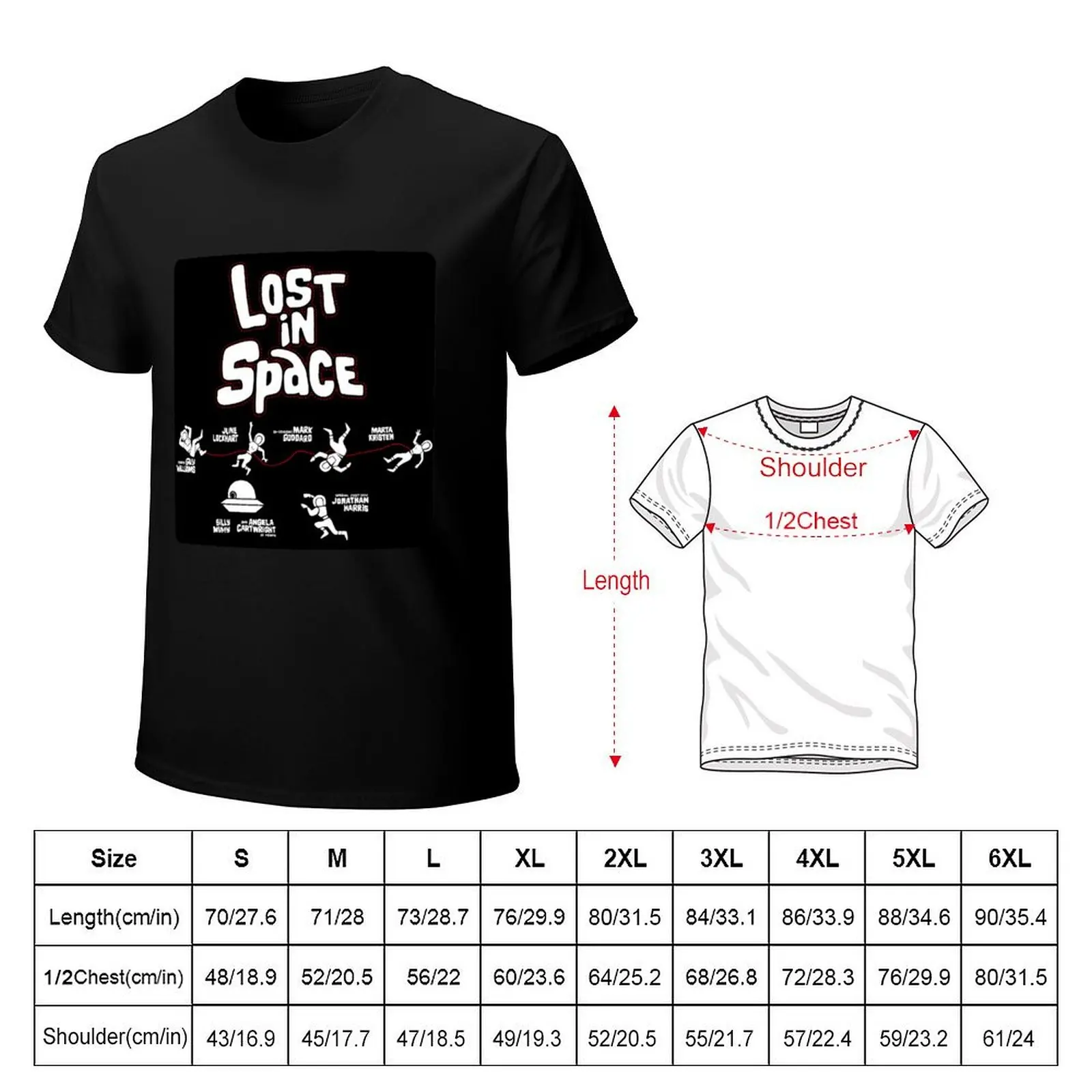 تي شيرت Lost in Space تي شيرت مضحك ميمي تي شيرت كبير الحجم بالإضافة إلى حجم تي شيرت عتيق للرجال