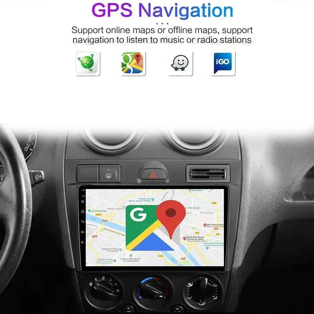 Android 17 for Ford Fiesta Mk VI 5 Mk5 2002-2008 Car Radio Multimedia GPS 2 Din DVD Carplay Navigation Player Stereo Head Unit