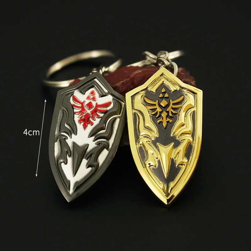 The Hyrule Fantasy Weapon Zelda Shield Keychain Link Royal Guard's Black Edge Metal Pendant Keychains Game Periphery Gifts Toys