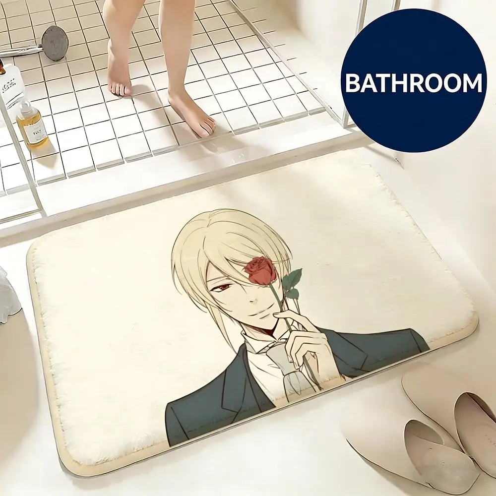 Soft Flannel Floor Mat Anime Moriarty the Patriot Floor Mat Non-Slip Absorbent Doormat Bathroom Bedroom Home Decor Rug