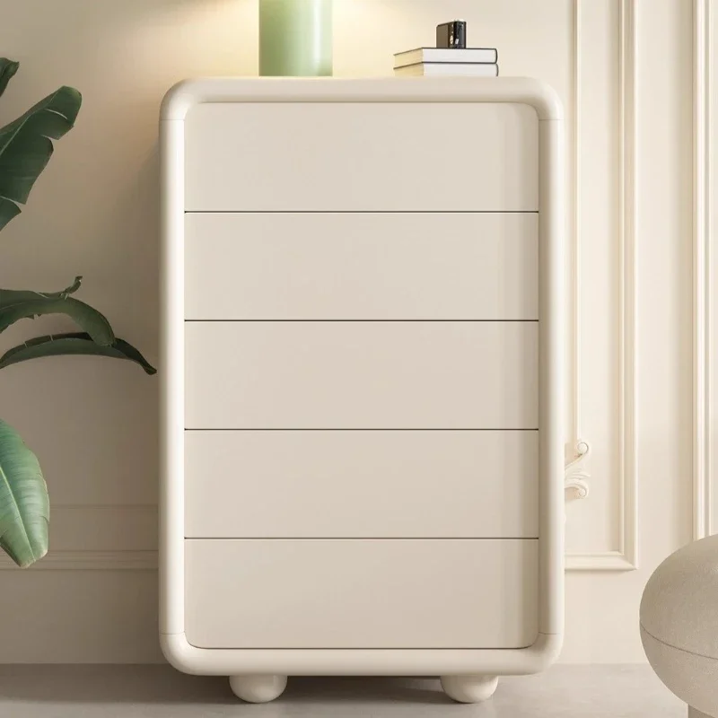 Cream wind chest, retro chest of drawers, simple side cabinet against the wall, storage drawer cabinet, household