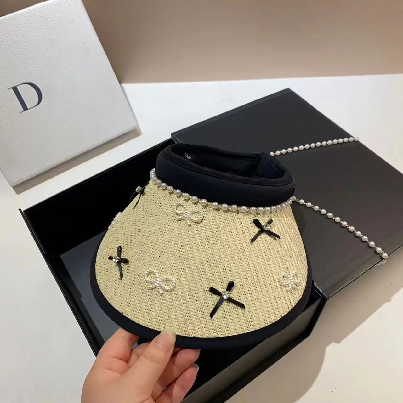 New Fashion Summer Bowknot Empty Top Straw Hat For Women Trendy Travel Sunshade Sun Hats Holiday Beach Cruise Visor Cap