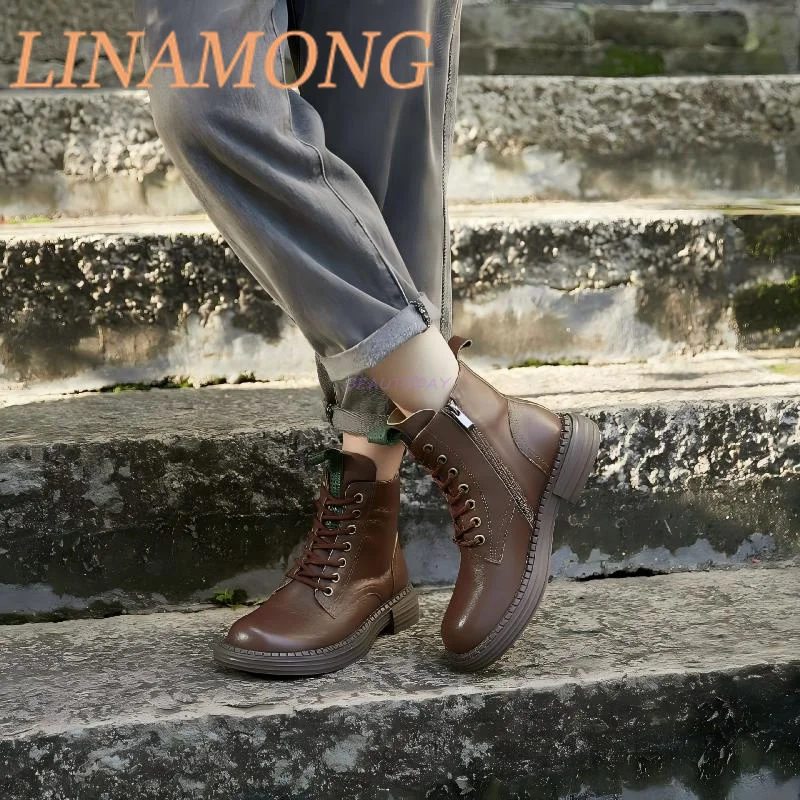 سميكة سوليد عدم الانزلاق عمال أحذية قصيرة الدانتيل يصل وسحاب جانبي تصميم دائم لينة وحيد الرجعية أحذية نسائية عادية