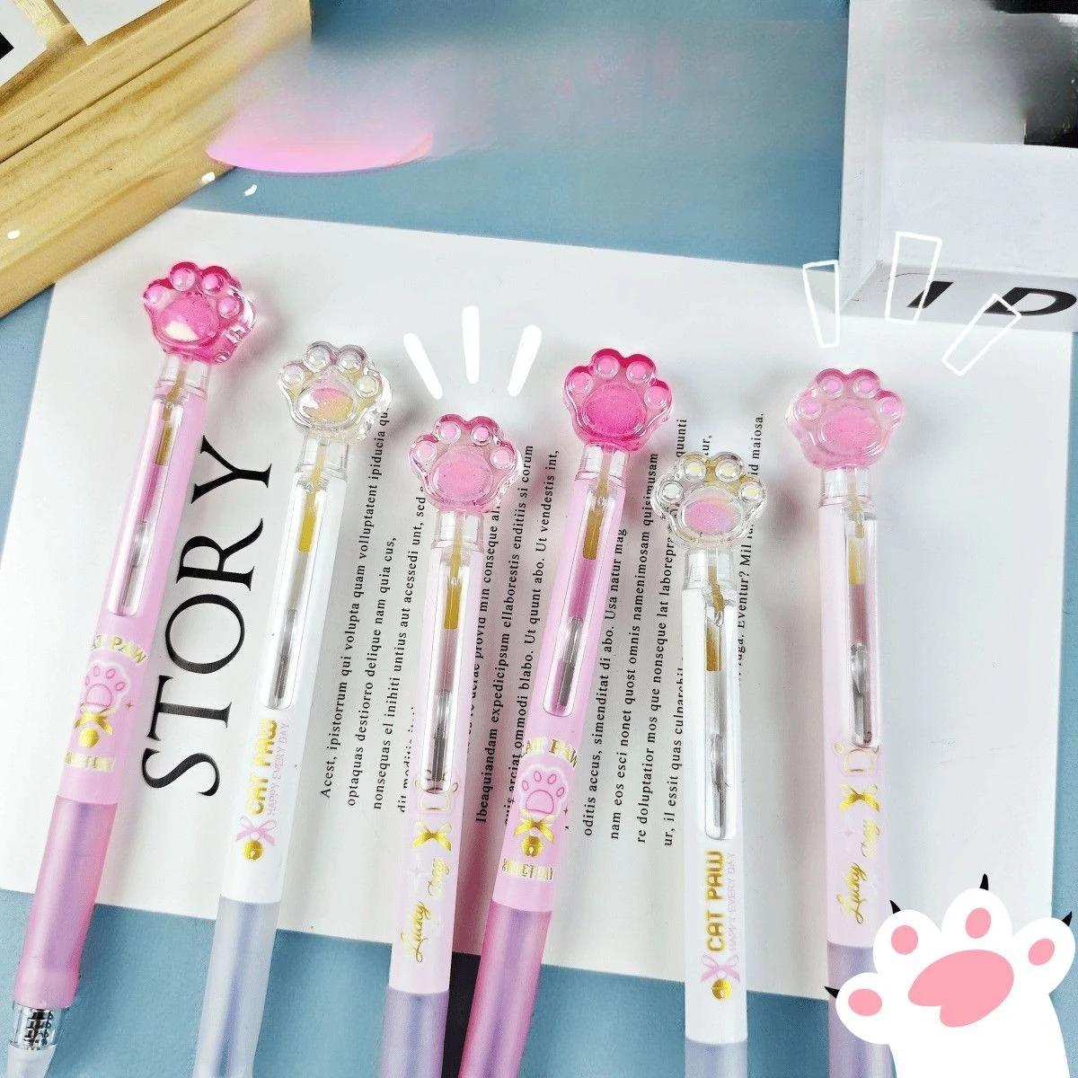 

36 шт., кавайные ручки с кристаллами «кошачья лапа», стираемая гелевая ручка, школьные принадлежности, оптовая продажа, кавайные японские канцелярские принадлежности, школьные принадлежности для девочек