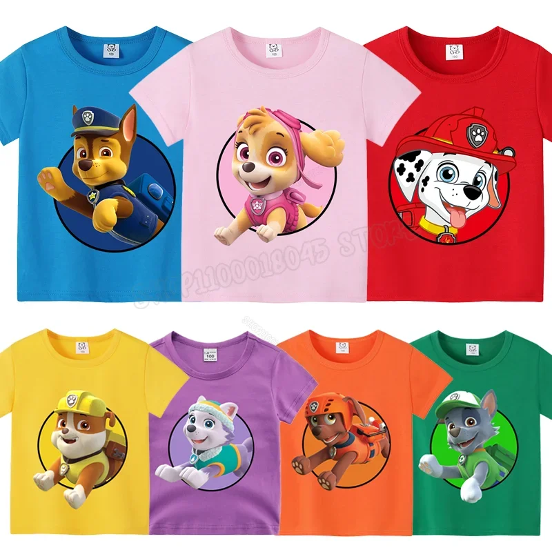 Paw Patrol Baby Cotton T Shirt Chase Skye Marshall Girls Boys T-Shirts Cartoon Anime Toddler Tees Tops Summer Kids Clothes Gift