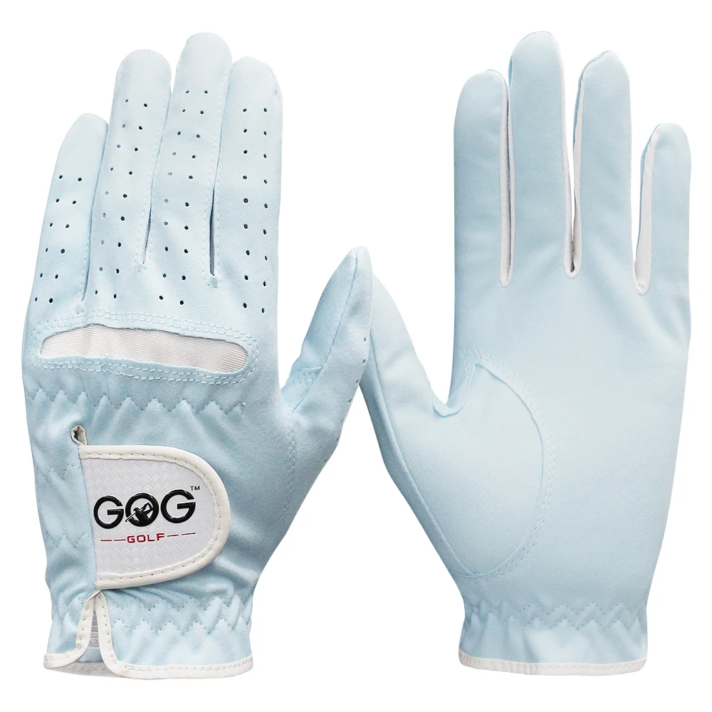 

Pack 1 Pair Golf Gloves Women Micro Soft Fiber Breathable Blue Pink Anti-slip Left And Right Hand Sports Gloves Women