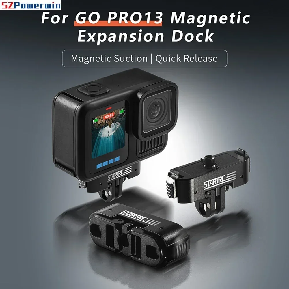 

SZPowerwin Magnetic Quick Release Mount Base 1/4 Thread Metal Adapter Bracket Camera Extension Mount Holder For GoPro Hero 13