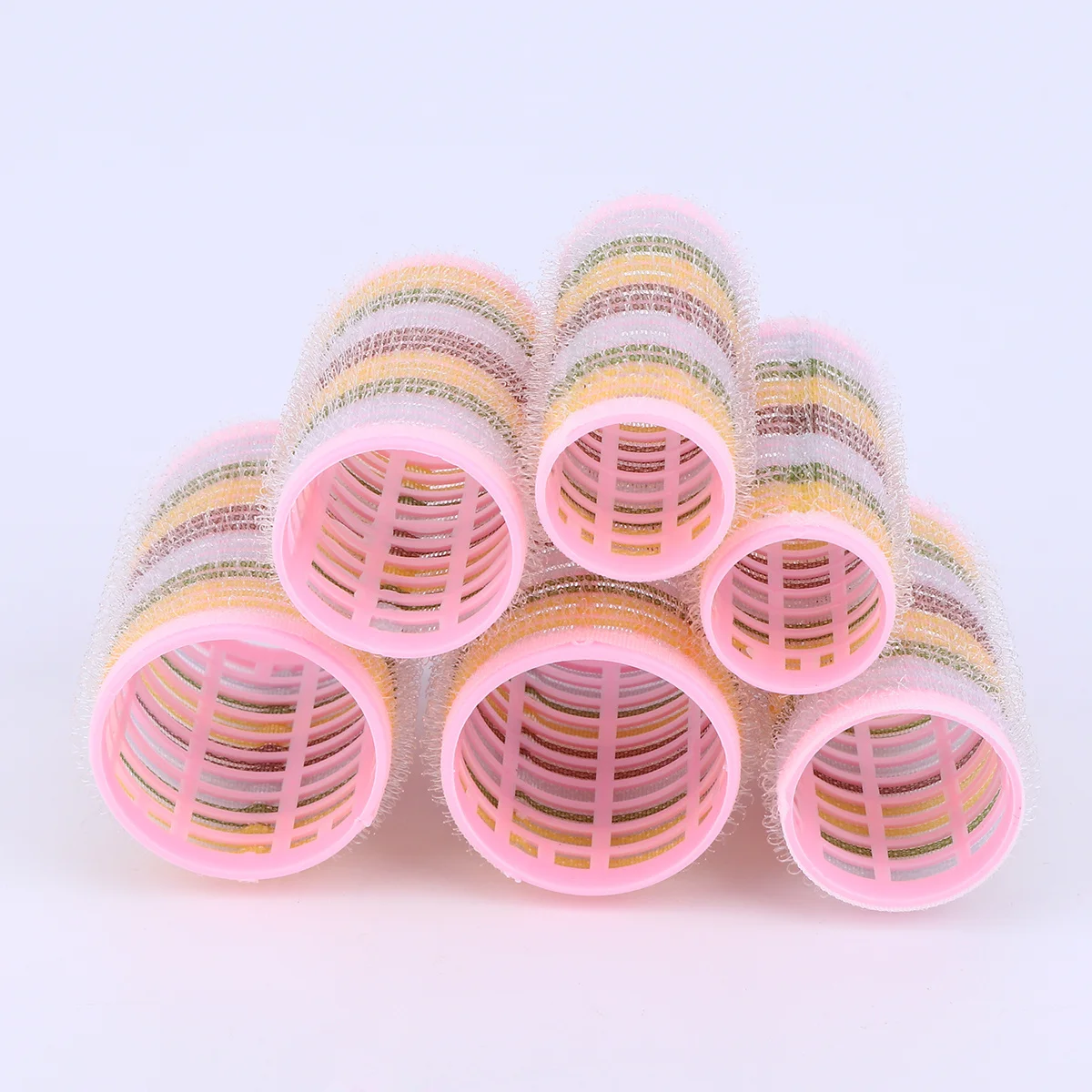 

6Pcs Hair Curlers Plastic Rollers Temporary Lightweight Durable Curling Hair Styling Tools Pink for Women Girls