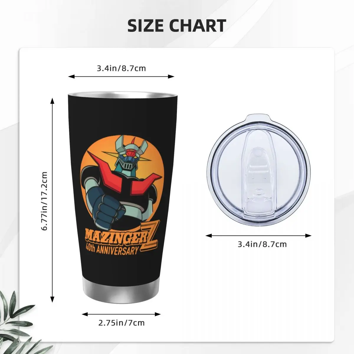 Mazinger Z Goldorak Actarus Tumbler próżniowo izolowany filiżanki do kawy Anime ze słomką kubek Z podwójną ścianką butelką wody, 20oz