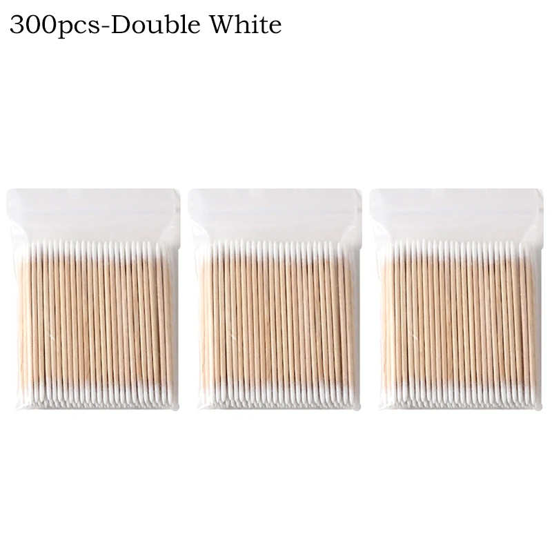 100/300/500 Stuks Wegwerp Hout Wattenstaafje Dubbele Hoofd Lippenstift Oor Wattenstaafjes Wimper Schoonmaken Wattenstaafjes manicure Schoonheid Levert