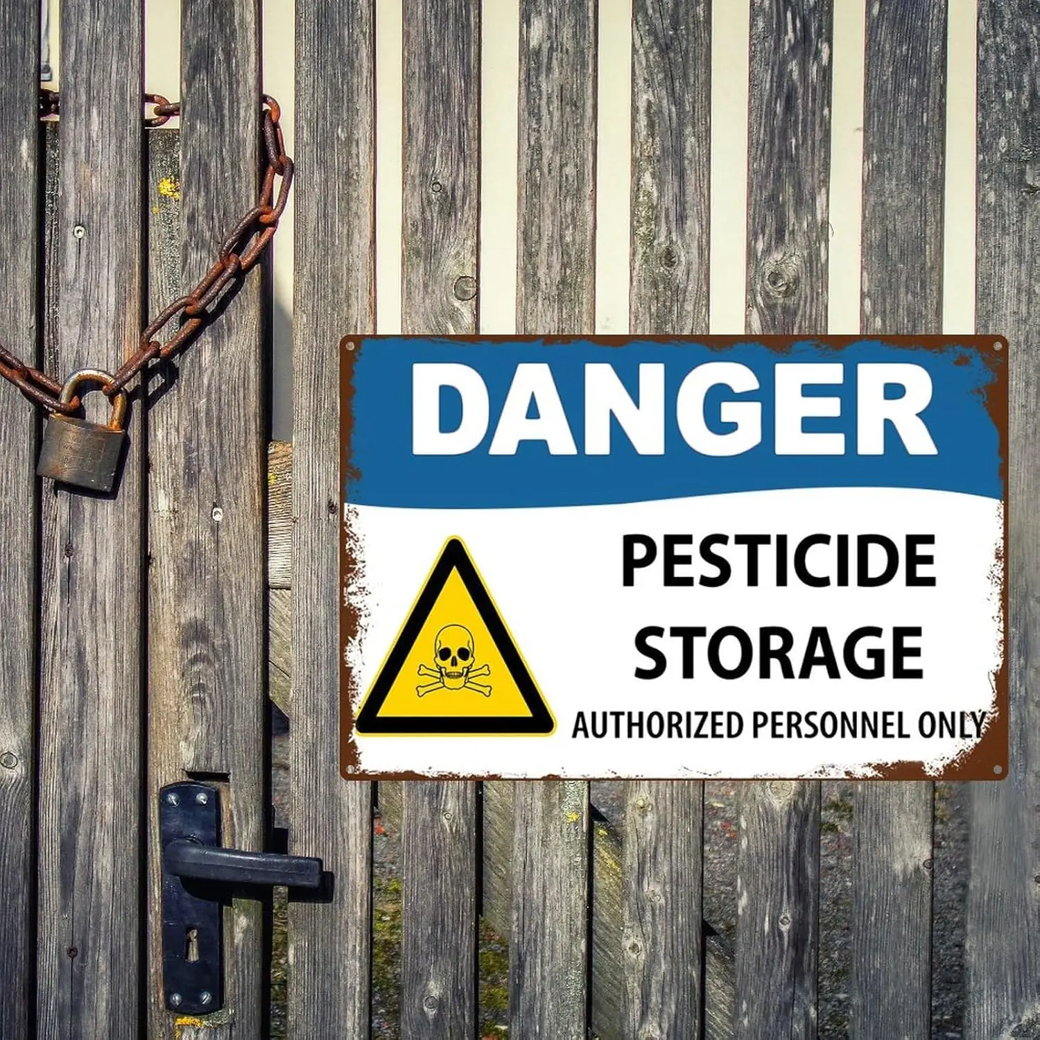 Danger Pesticide Storage Authorized Personnel Only Sign, Danger Signs Outdoor, Indoor Outdoor Use Warning Metal Tin Sign We sign