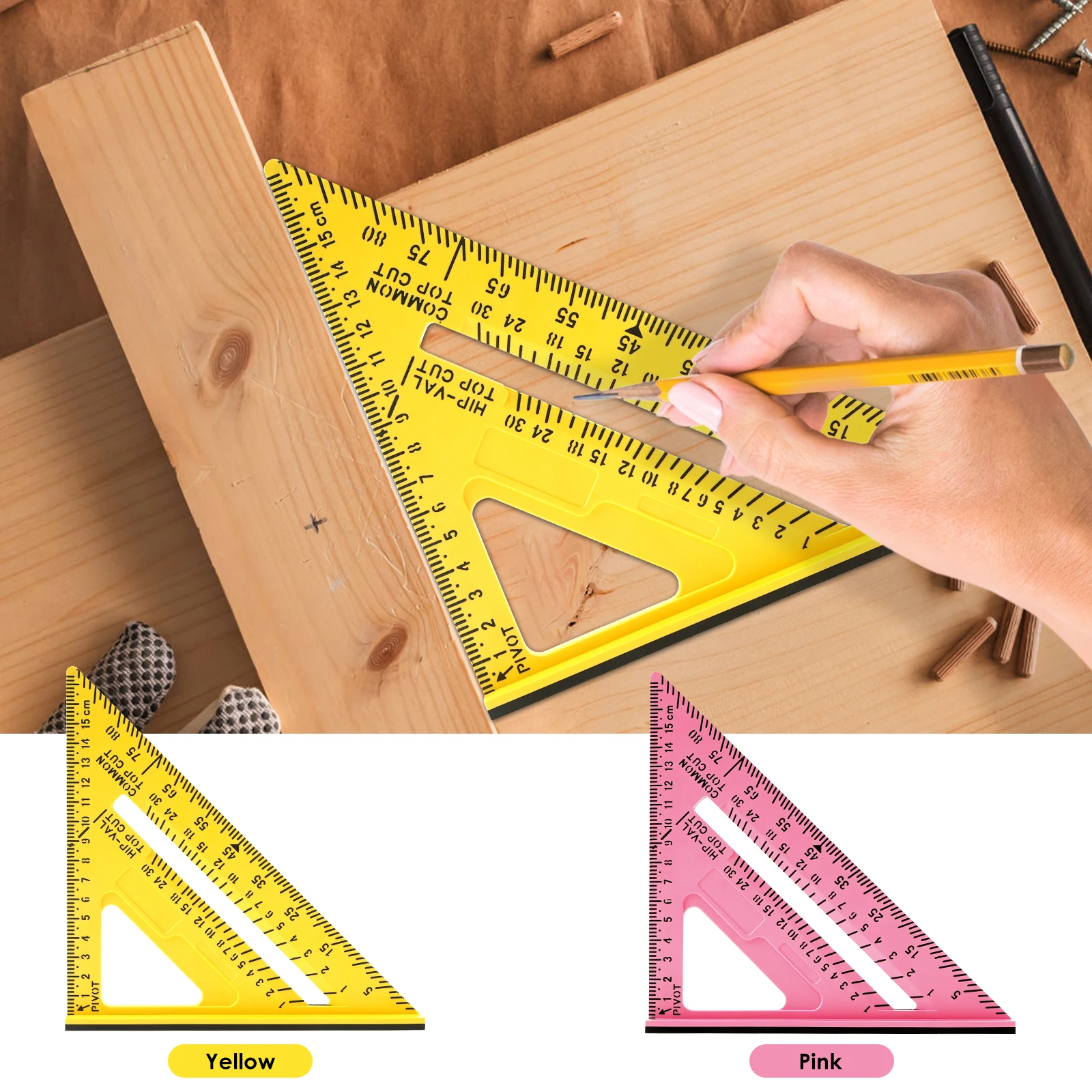 

Woodworking Triangle Ruler Plastic Carpenter Square Precision Right Angle Measuring Ruler Clear Scale Square Protractor Tools