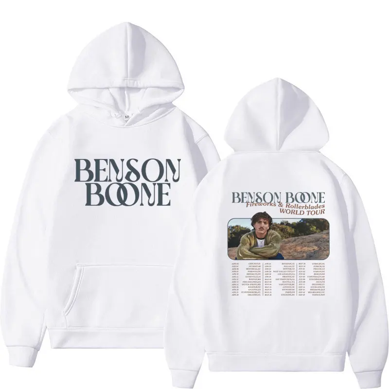 Benson Boone Fireworks & Rollerblades World Tour Hoodie Vintage Fashion Men Women Sweatshirts Oversized Casual Fleece Streetwear