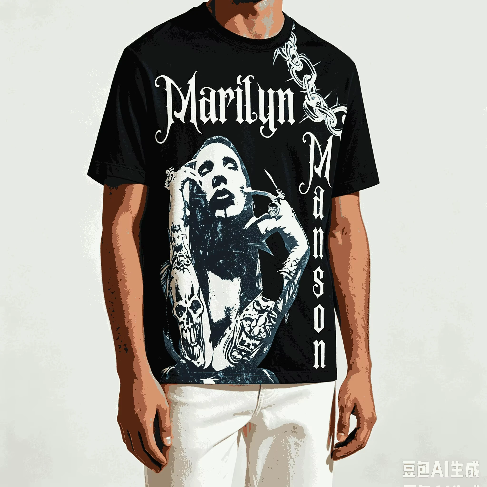 2026 new Marilyn Manson T-shirt Suitable for both men and women Long-sleeved street style high-quality classic couple's T-shirt.