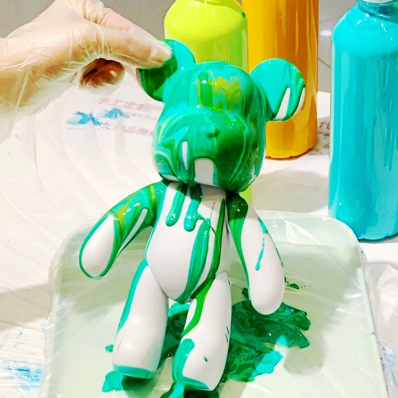 Fluid Bear White Embryo Craft DIY Material Kits Colouring Dolls Boys and Girls Toys  Acrylic Paints Set Craft Paint