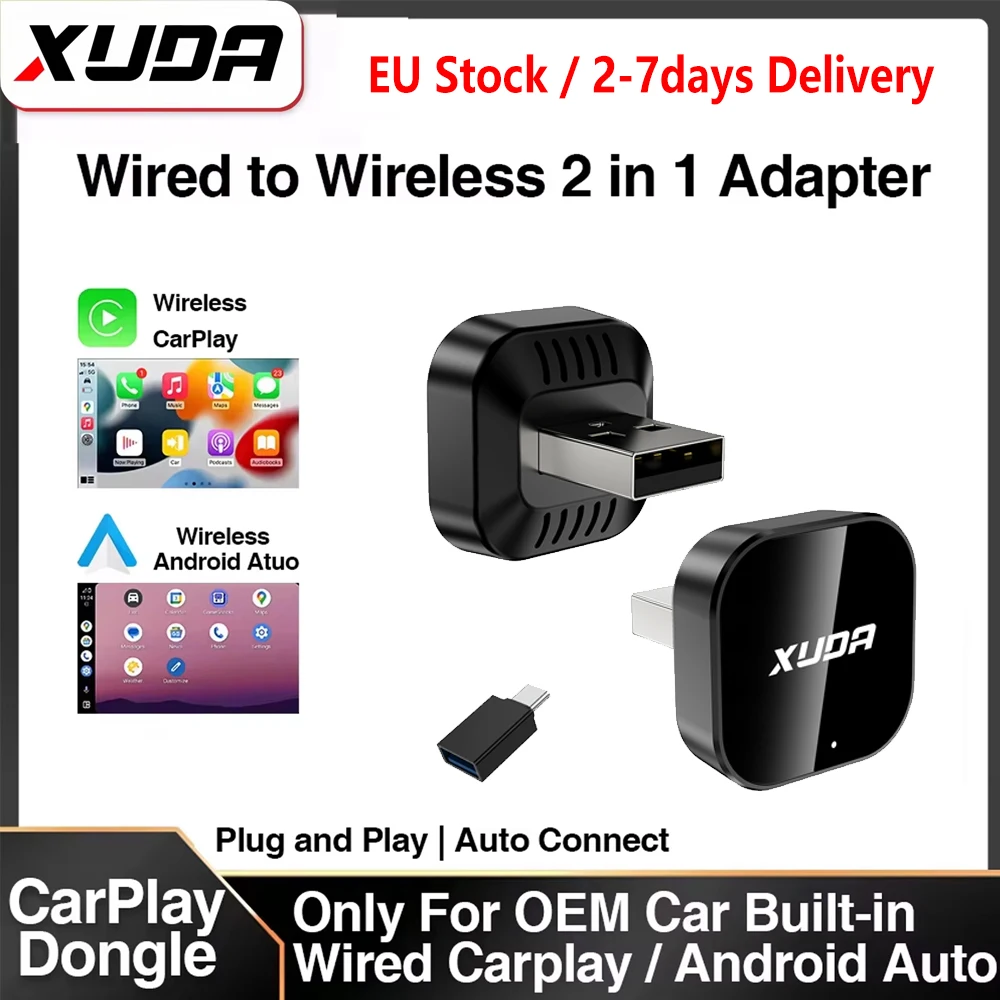 2-in-1 Wireless CarPlay Dongle, Wireless Android Auto Adapter, AI Smart Box, intelligente Autosysteme für Autos mit kabelgebundenem CarPlay
