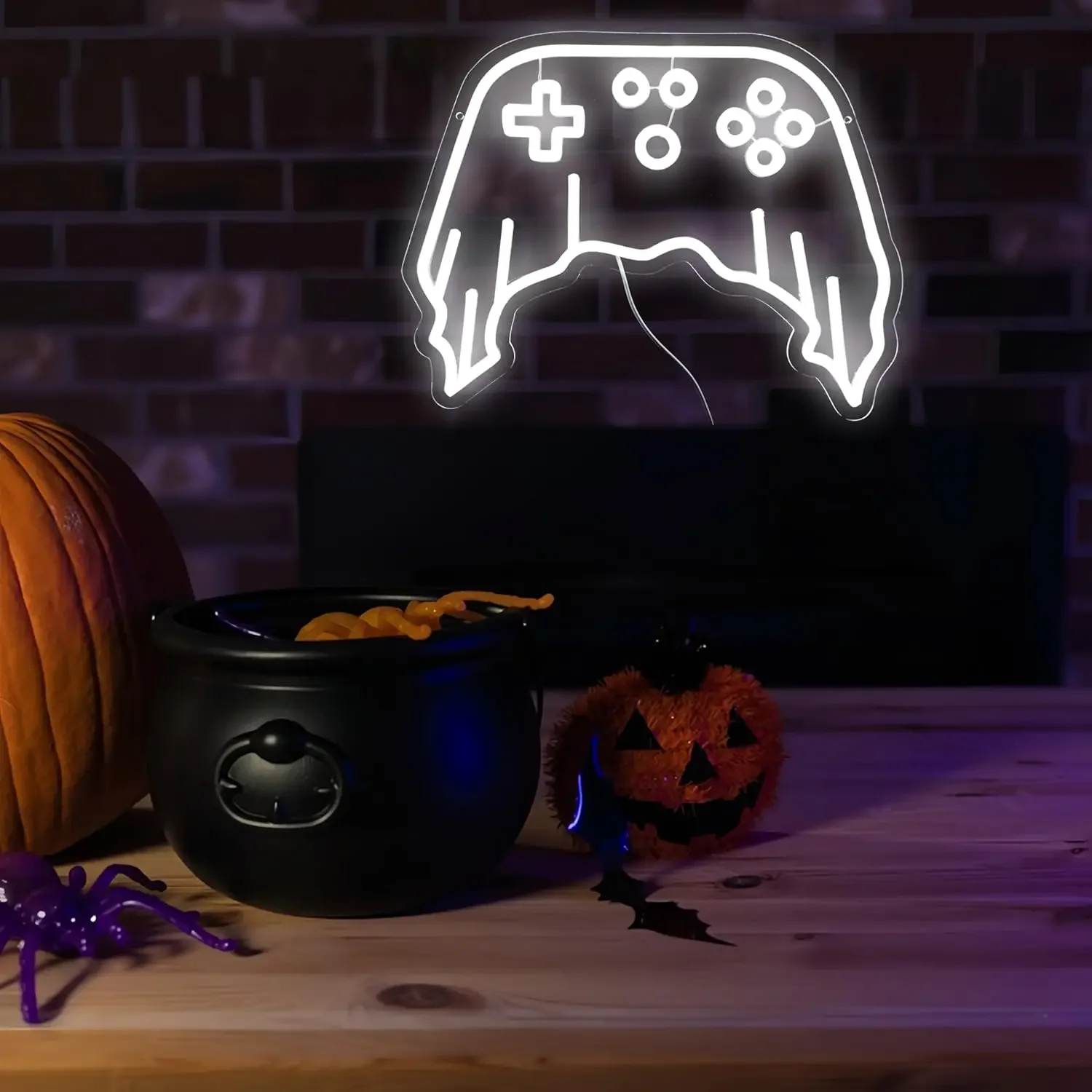 Spooky Ghost Gaming Controllers Neon Light Sign USB Dimmable LED Neon Sign for Bedroom Club Bar Man Cave Party Gifts Wall Decor