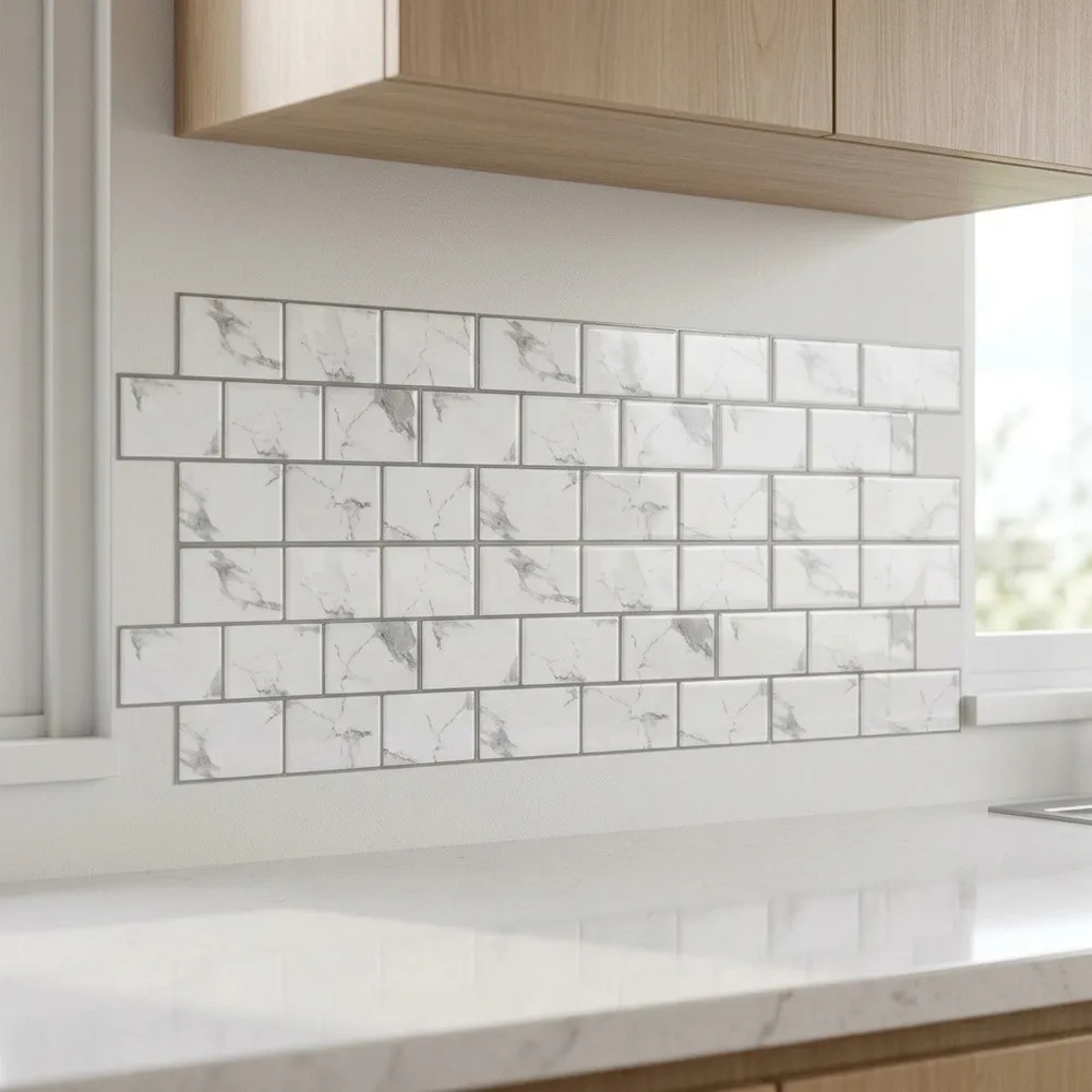 3D Epoxy Self-Adhesive Kitchen Wall for tile Decals PVC Waterproof Oil for proof for Smooth Surfaces 32x16.5cm Set of 6